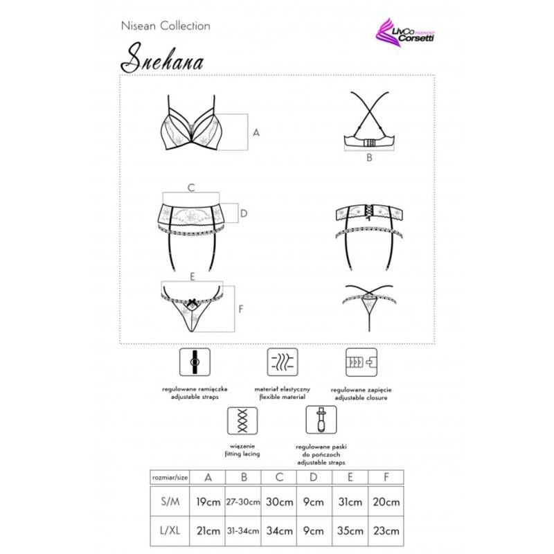 Livco Corsetti Fashion - Snehana Lc 90443 Sujetador + Liguero + Panty Negro L/Xl