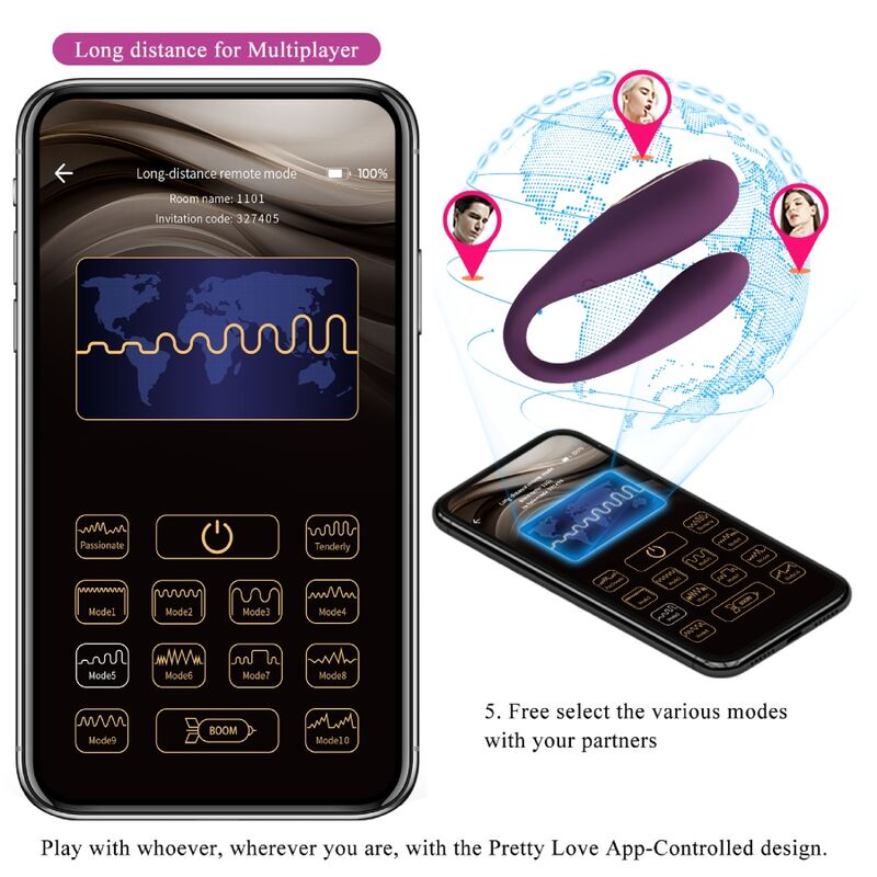 Pretty Love August Vibrador Doble Placer Global Remote