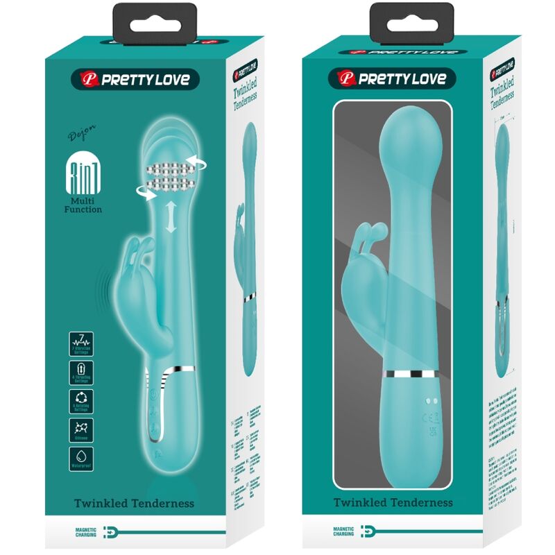 Pretty Love - Dejon Vibrador Rabbit 3 En 1 Multifunción Verde Agua