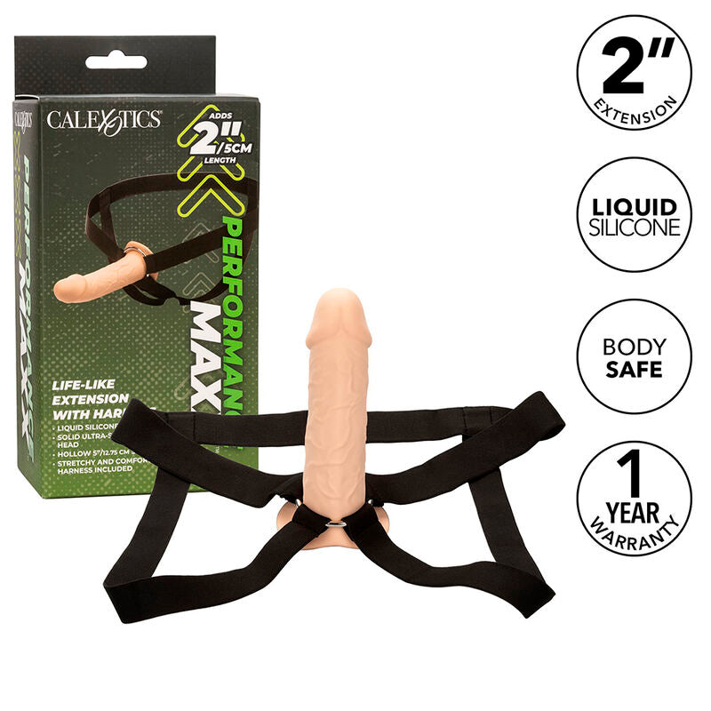 Calexotics - Performance Maxx Extensión Realista Con Arnés Piel Claro