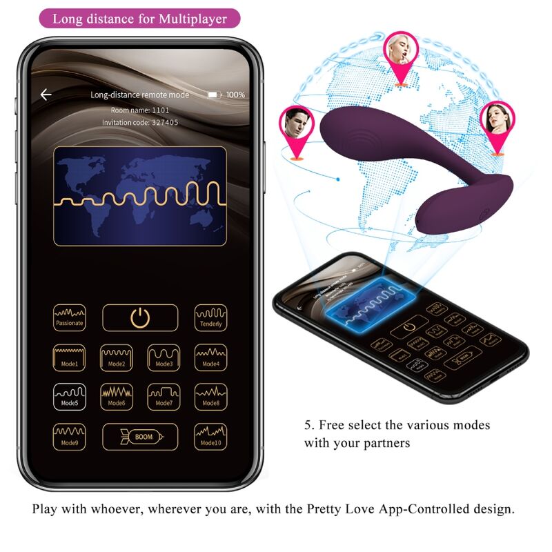 Pretty Love - Baird G-spot 12 Vibraciones Recargable Lila App