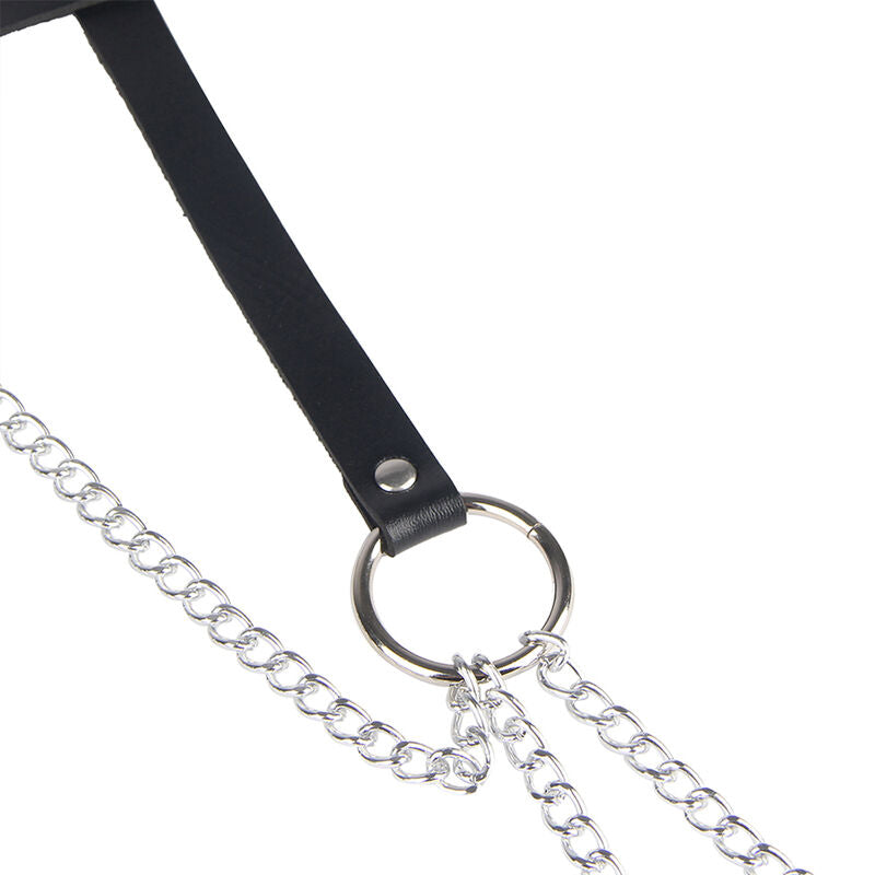 Subblime - Cinturon De Cadenas Anillas Cuero Negro Talla Única