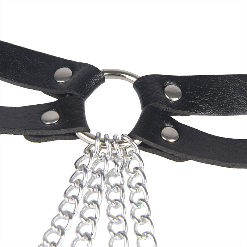 Subblime - Cinturon De Cadenas Anillas Cuero Negro Talla Única