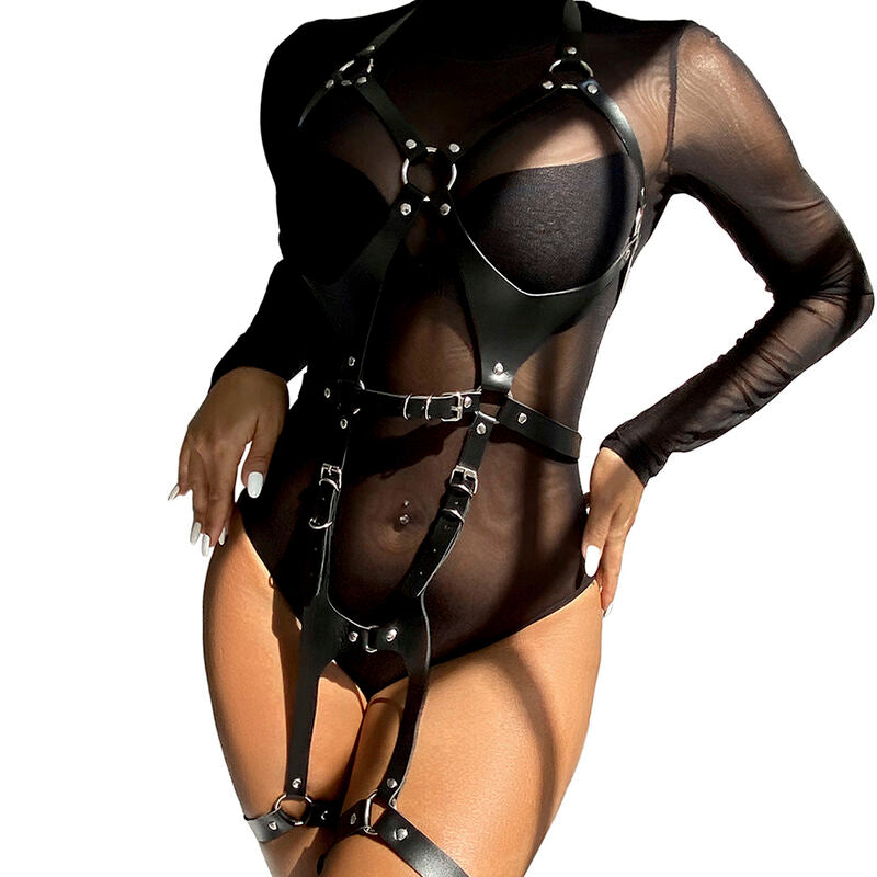 Subblime - Arnés Cuerpo Entero Con Hebillas Cuero Negro Talla Única