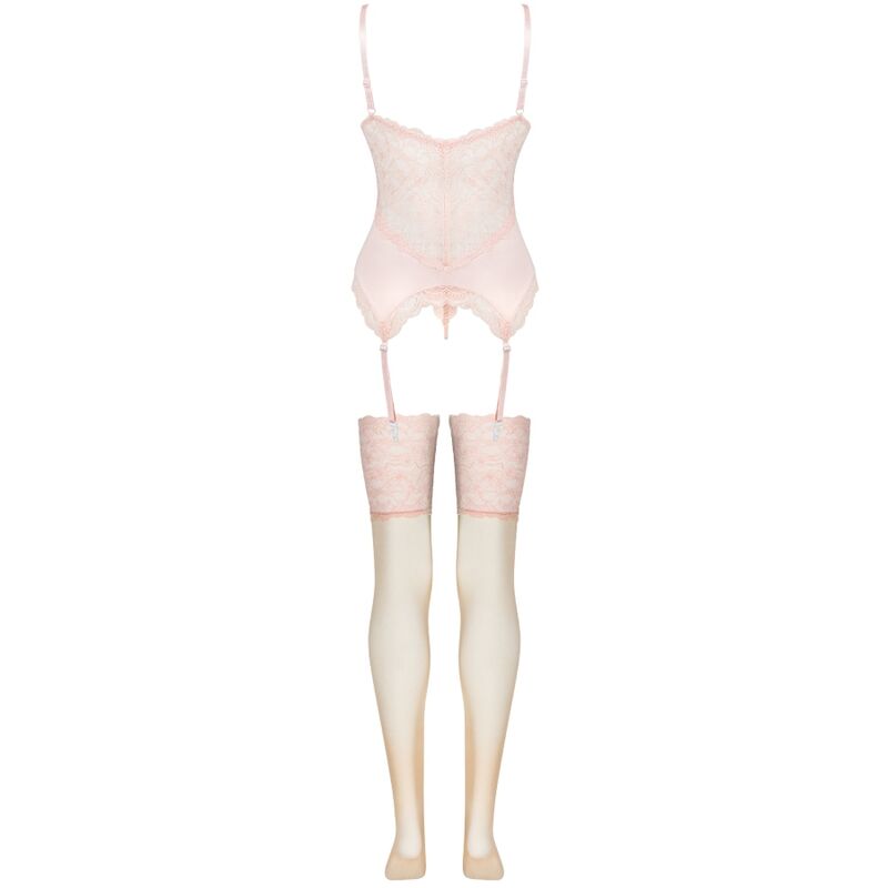 Livco Corsetti Fashion - Persinne Peach Set Corset + Panty + Medias S/M