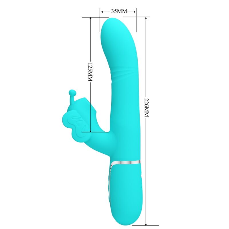 Pretty Love - Vibrador Rabbit Multifunción 4 En 1 Mariposa Verde Agua