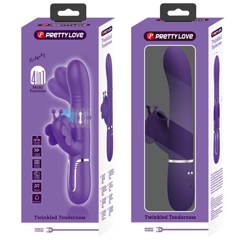 Pretty Love - Vibrador Rabbit Multifunción 4 En 1 Mariposa Morado