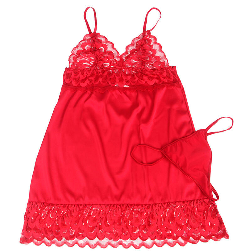 Subblime - Babydoll Satinado Con Encaje Rojo L/xl