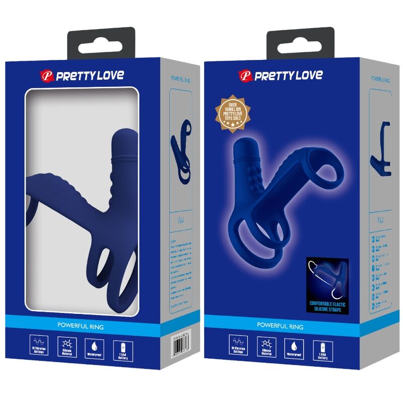 Pretty Love - Elish Anillo Vibrador Con Extensión Azul