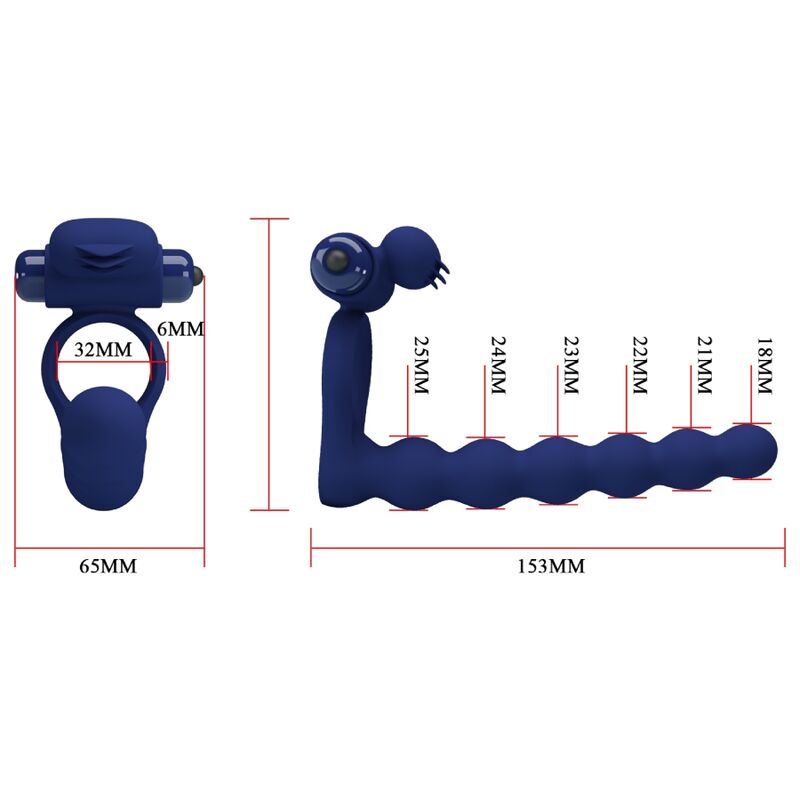 Pretty Love - Ajmal Anillo Vibrador Con Plug Azul