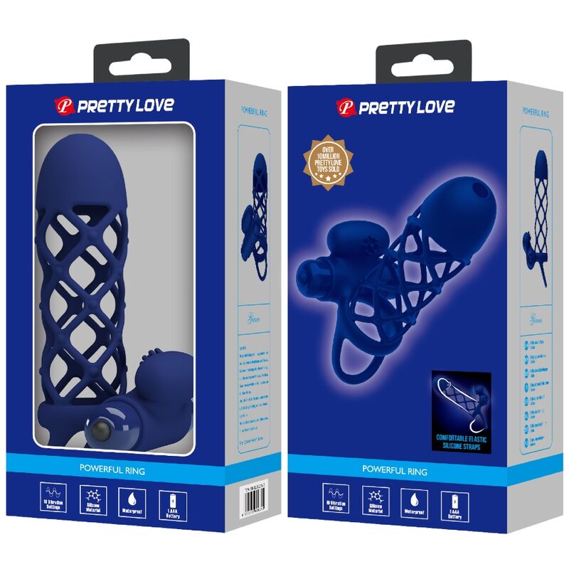 Pretty Love - Giann Anillo Vibrador Con Funda De Silicona Azul