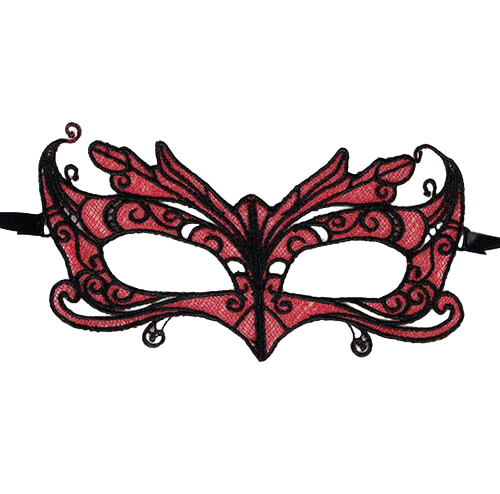 Queen Lingerie - Antifaz De Encaje Detalles Rojo
