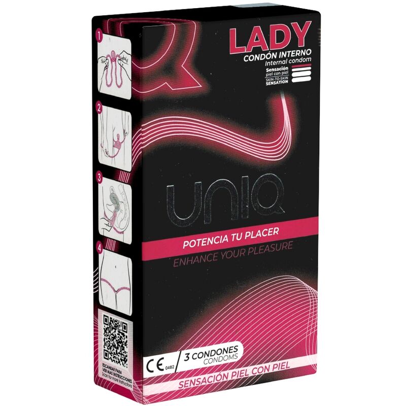 Uniq - Lady Condom Preservativos Femeninos Con Liguero Sin Latex 3 Unidades