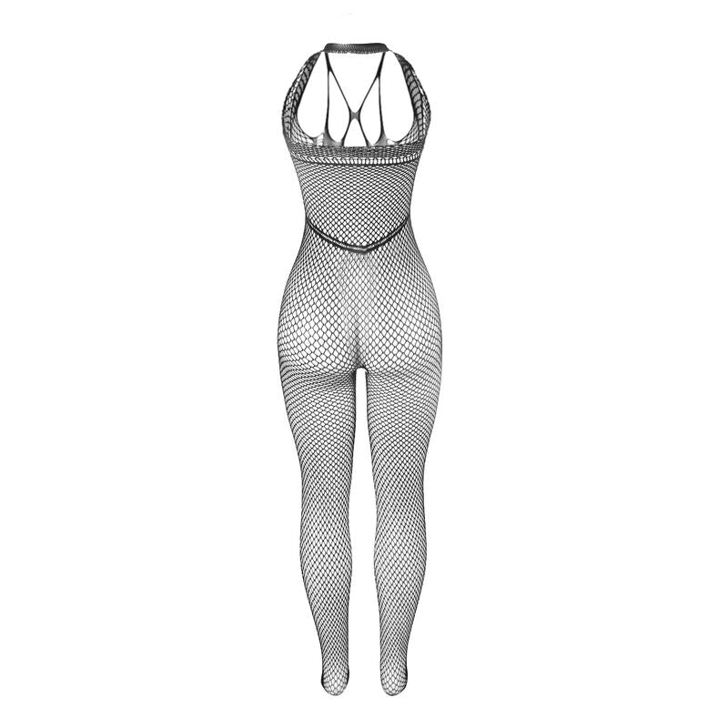 Subblime - 951788 Bodystocking Largo De Rejilla Tirantes En Pecho Y Espalda Negro Talla Única