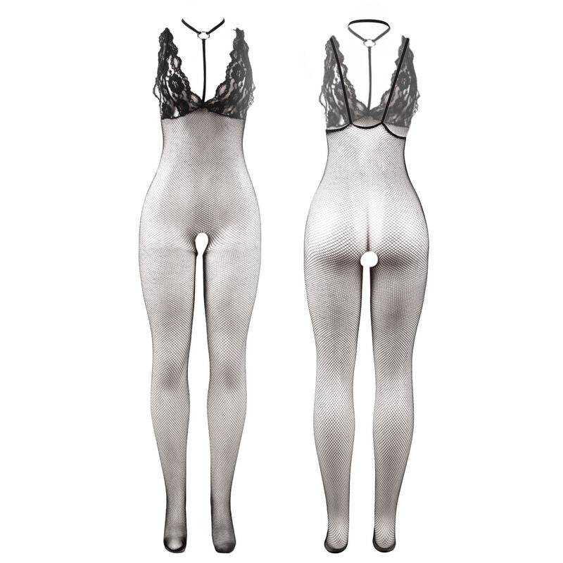 Subblime - 951993 Bodystocking Crotchless De Rejilla Transparente Negro Talla Única