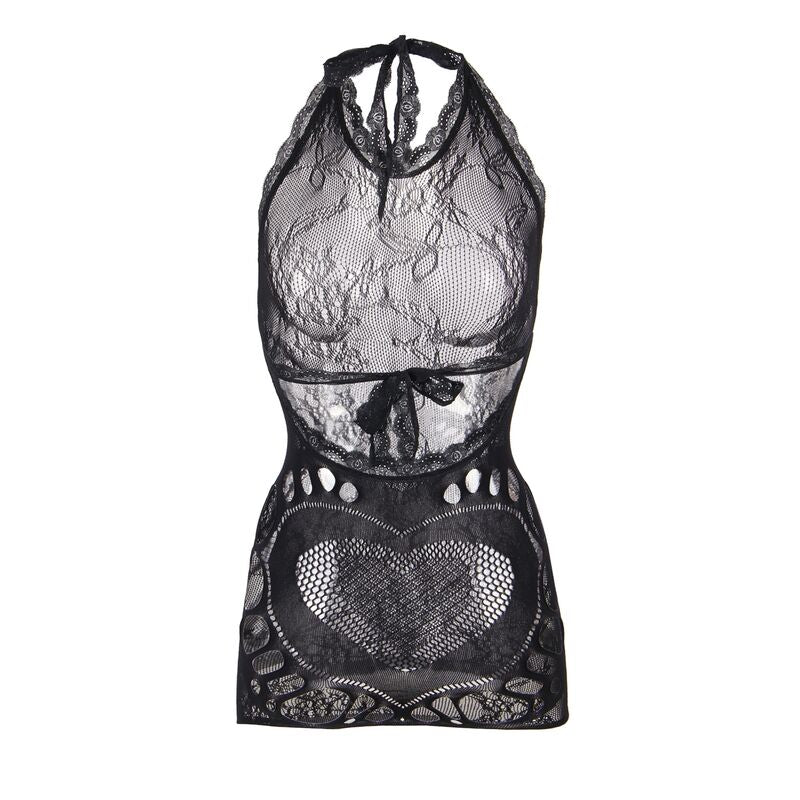 Subblime - 952075 Vestido Corto De Rejilla Con Espalda Descubierta Y Detalle De Corazón Negro Talla Única