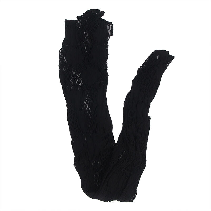 Subblime - 952129 Bodystocking De Rejilla Con Diseño De Vestido Y Detalles Florales Negro Talla Única