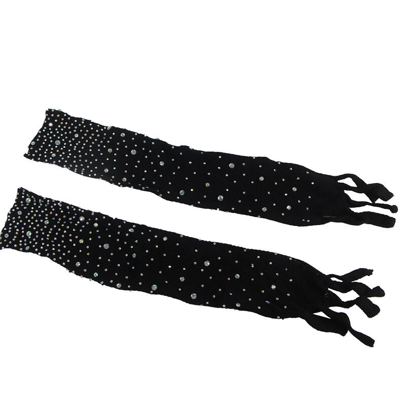 Subblime - 952174 Bodystocking De Rejilla Con Guantes Y Diamantes Negro Talla Única