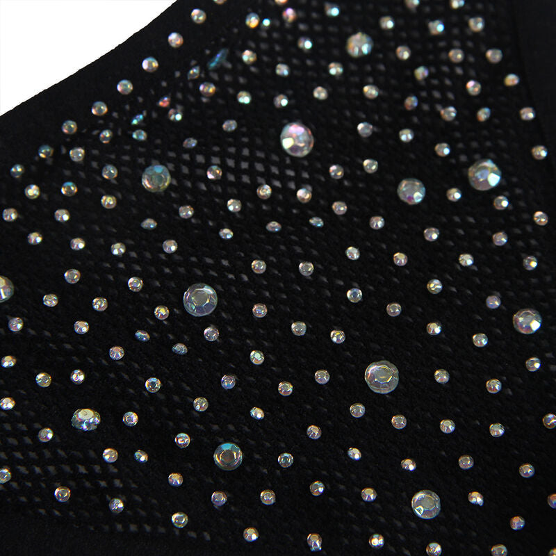 Subblime - 952174 Bodystocking De Rejilla Con Guantes Y Diamantes Negro Talla Única