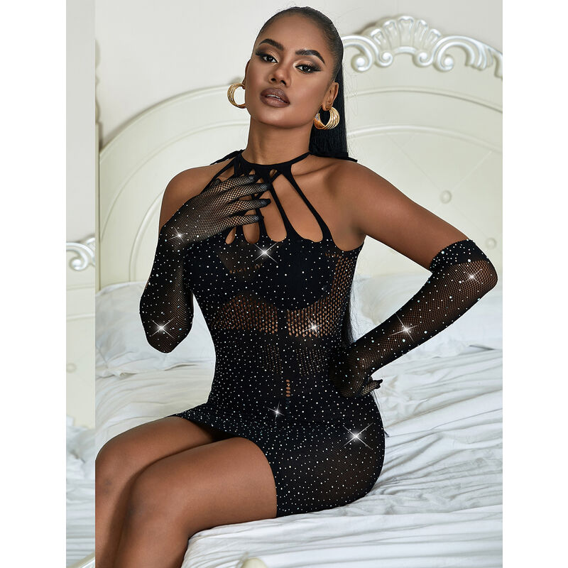 Subblime - 952235 Vestido De Rejilla Con Brillantes Negro Talla Única