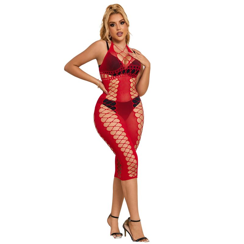 Subblime - 952327 Vestido De Rejilla Largo Rojo Talla Única