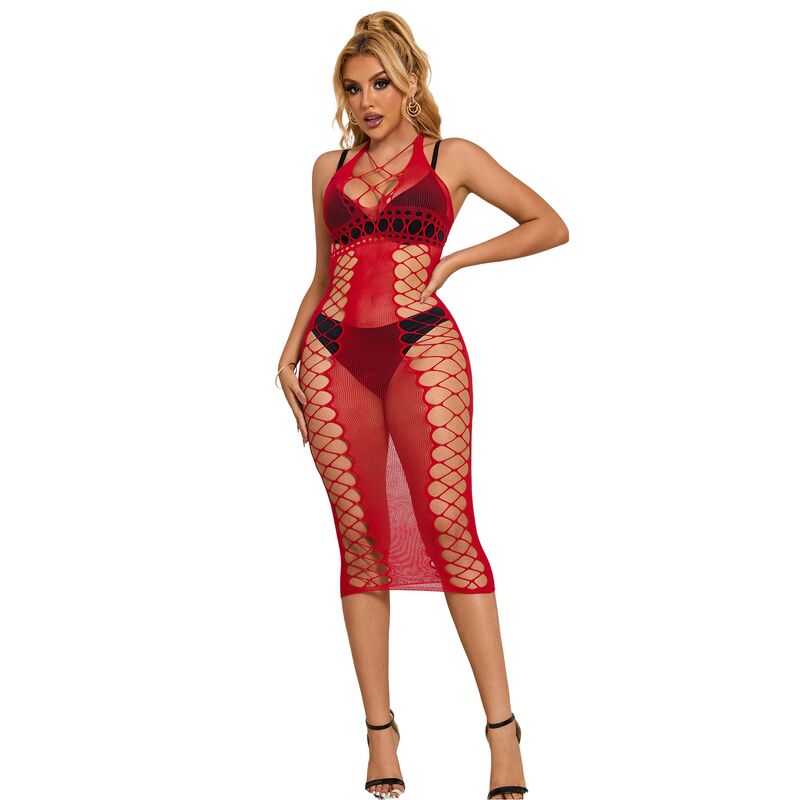 Subblime - 952327 Vestido De Rejilla Largo Rojo Talla Única