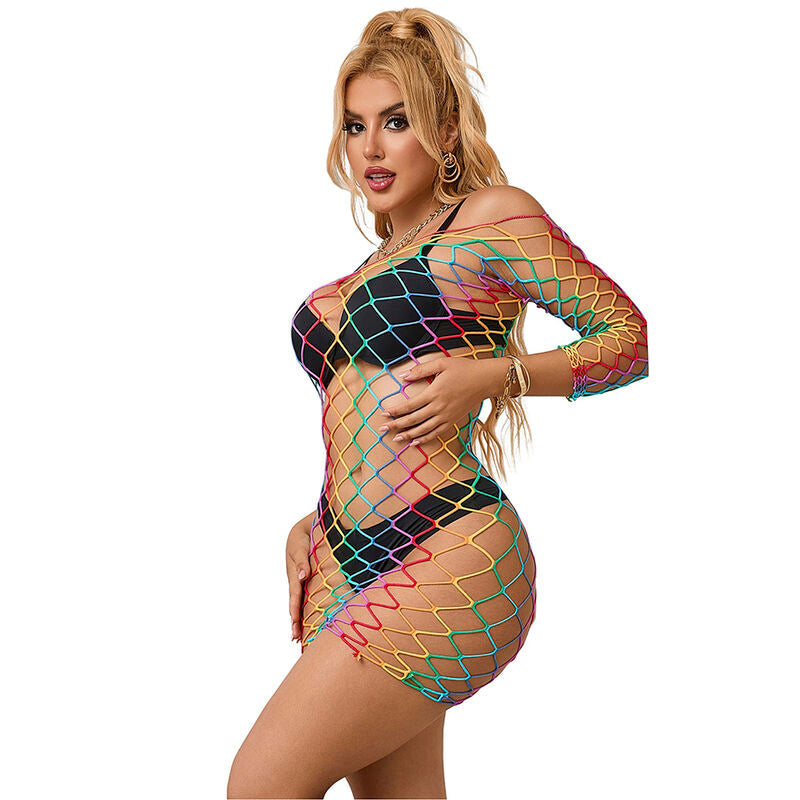 Subblime - 952426 Bodystocking De Rejilla Manga Larga Arcoiris Talla Única