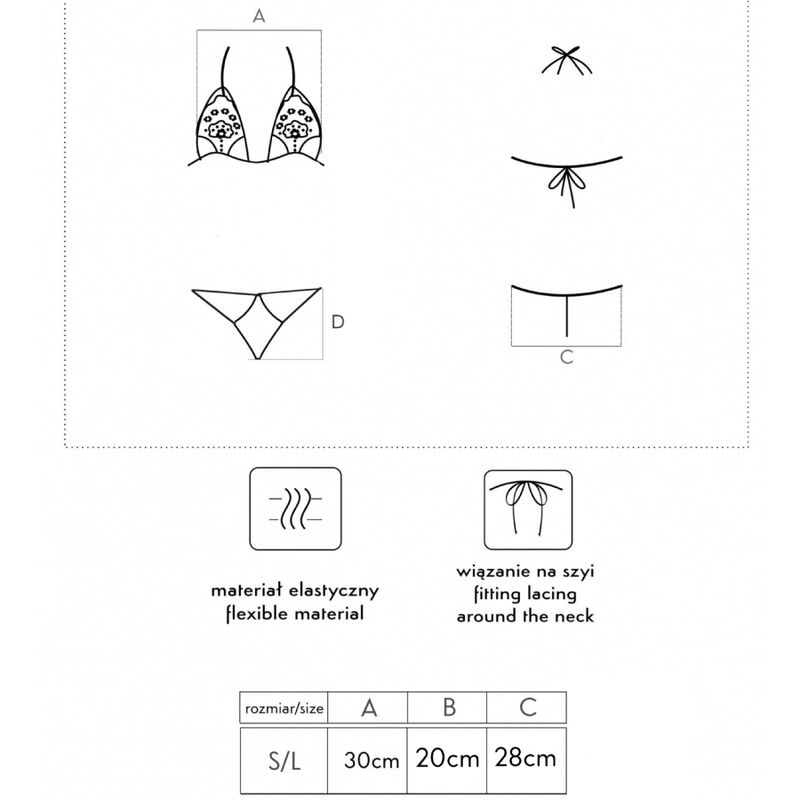 Livco Corsetti Fashion - Jimena Lc 20216 Sujetador + Tanga Negro Talla Única