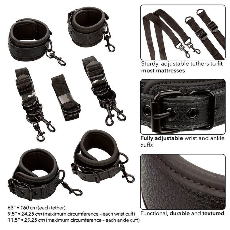 Calexotics - Nocturnal Restricciones De Cama Cuero Ajustable Negro