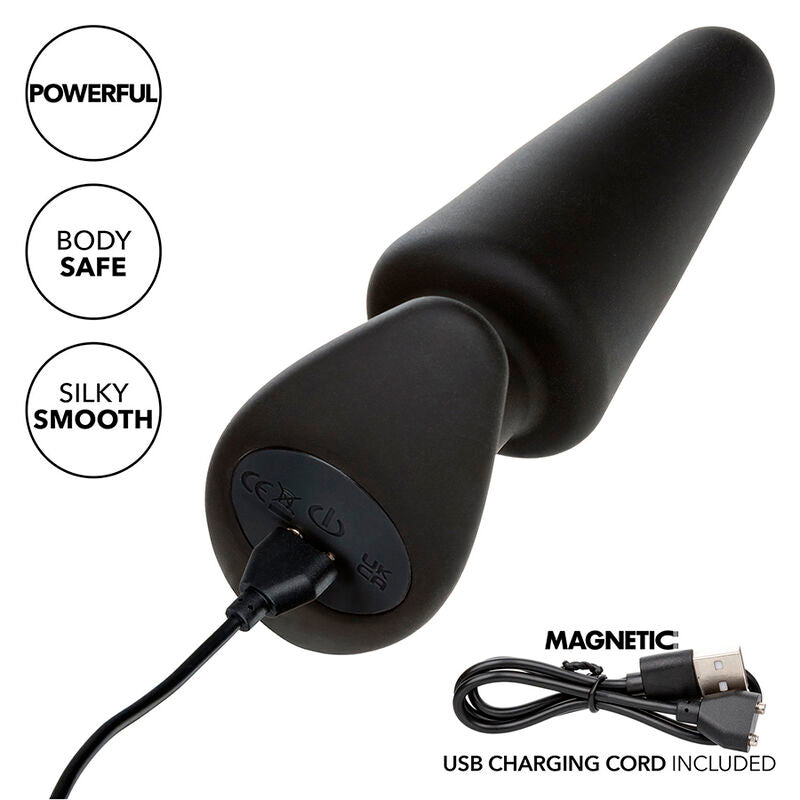 Calexotics - Rock Bottom Plug Anal Cónico 10 Vibraciones Silicona Negro