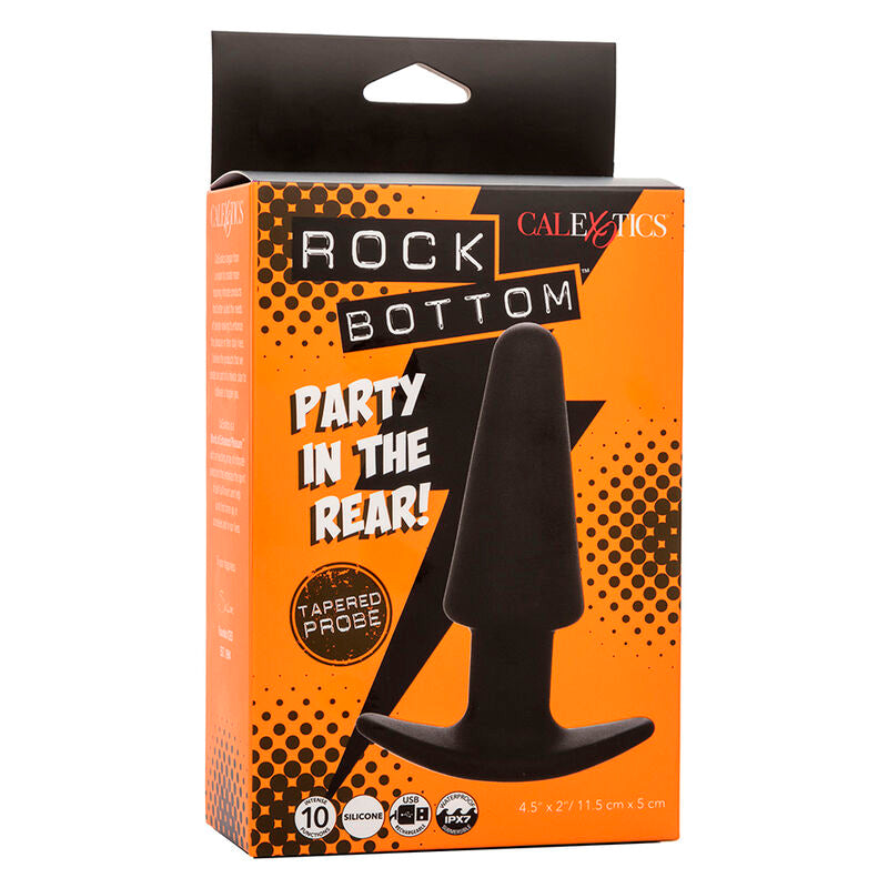 Calexotics - Rock Bottom Plug Anal Cónico 10 Vibraciones Silicona Negro