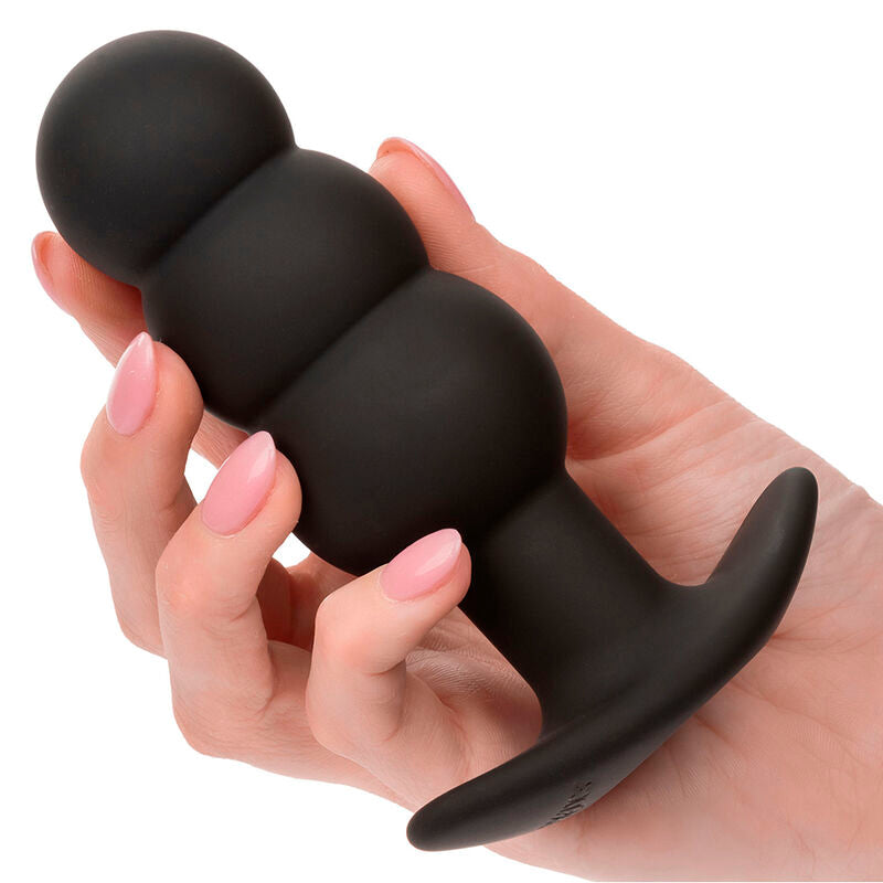 Calexotics - Rock Bottom Plug Anal Con Cuentas 10 Vibraciones Silicona Negro