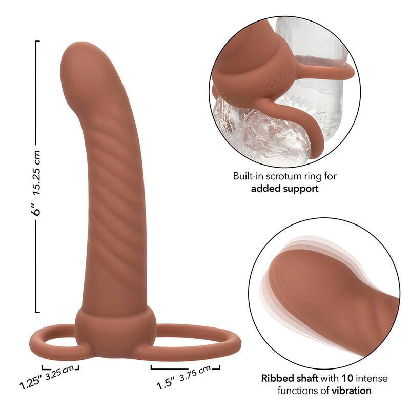 Calexotics - Maxx Doble Penetrador Acanalado 10 Vibraciones Mulato