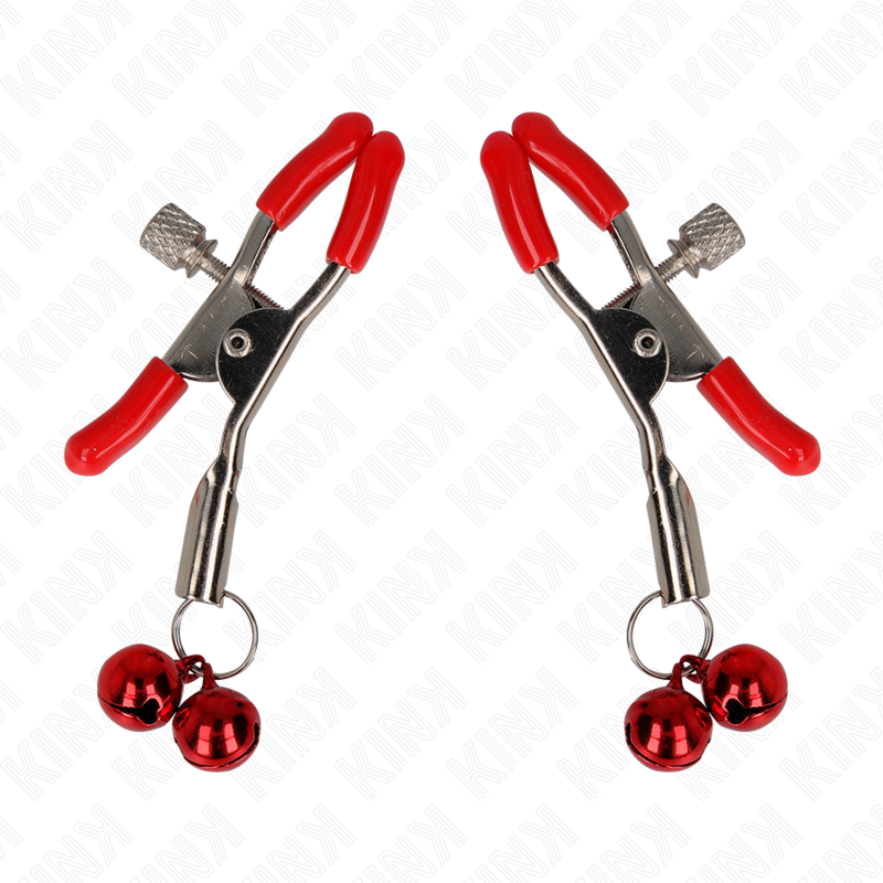 Kink - Pinzas Para Pezones Rojas Con Doble Campanilla Rojo 6 Cm