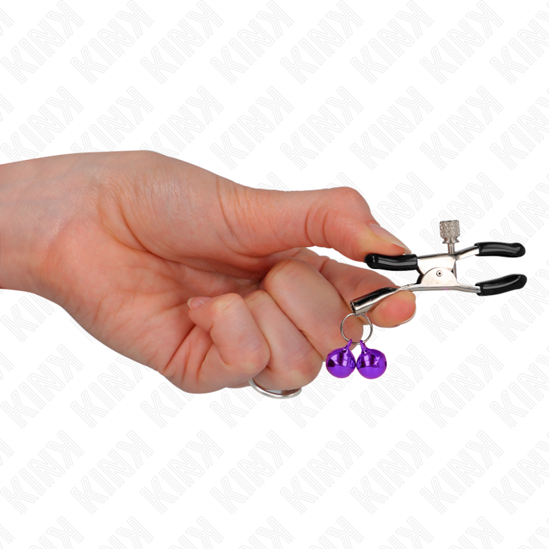 Kink - Pinzas Para Pezones Con Doble Campanilla Violeta 6 Cm