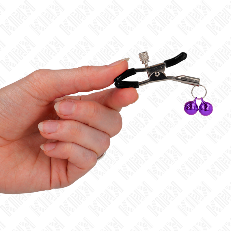 Kink - Pinzas Para Pezones Con Doble Campanilla Violeta 6 Cm