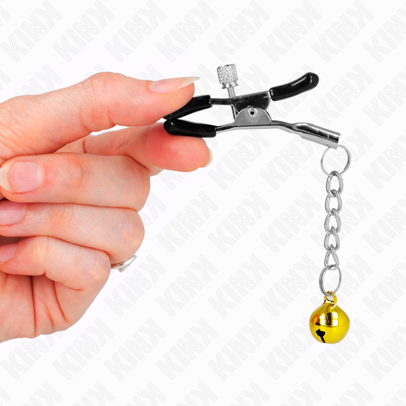 Kink - Pinzas Para Pezones Con Colgante De Cascabel Dorado 6 Cm