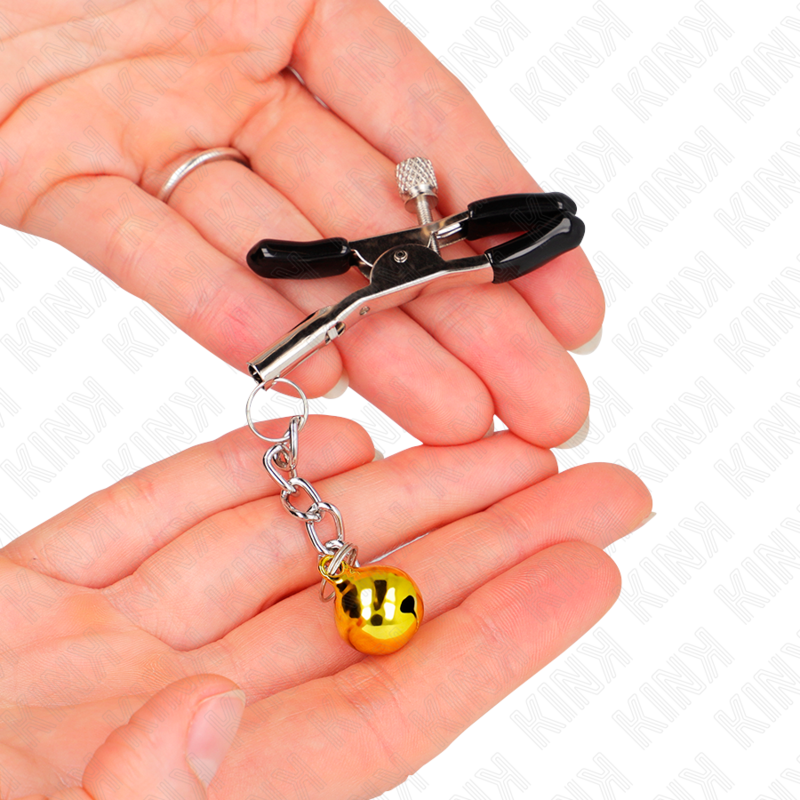 Kink - Pinzas Para Pezones Con Colgante De Cascabel Dorado 6 Cm