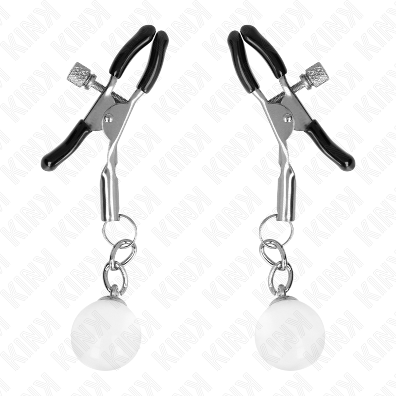Kink - Pinzas Para Pezones Plateadas Con Colgante De Vidrio 6 Cm