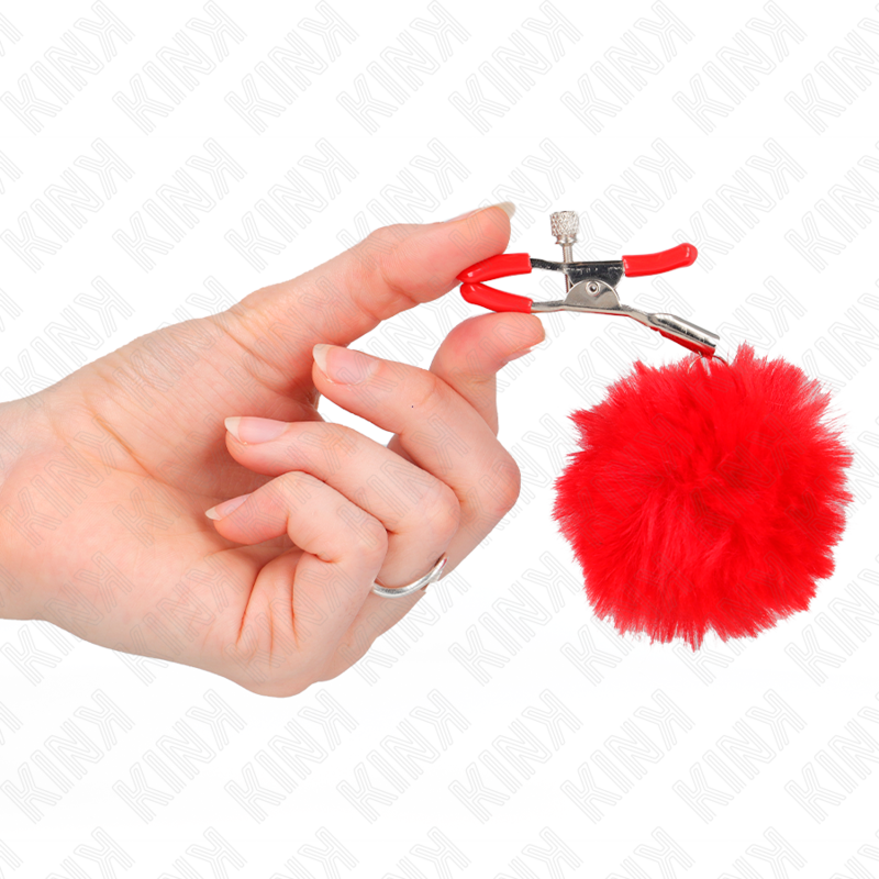Kink - Pinzas Para Pezones Con Pompón Rojo 6 Cm
