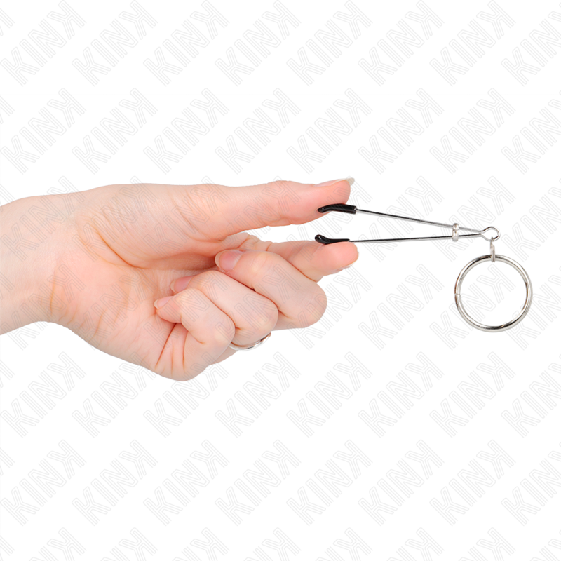 Kink - Pinzas Para Pezones Fina Con Aro Plateado 7 Cm