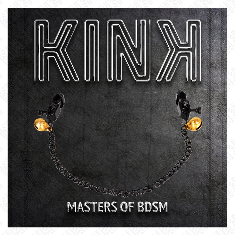 Kink - Pinzas Para Pezones Planas Negro Con Cascabel Y Cadena Plateado 30 Cm