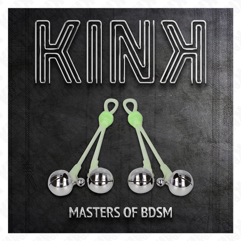 Kink - Pinzas Para Pezones Luminosas Forma Calabera Con Cascabel Sonoro Ajustable Verde / Plateado