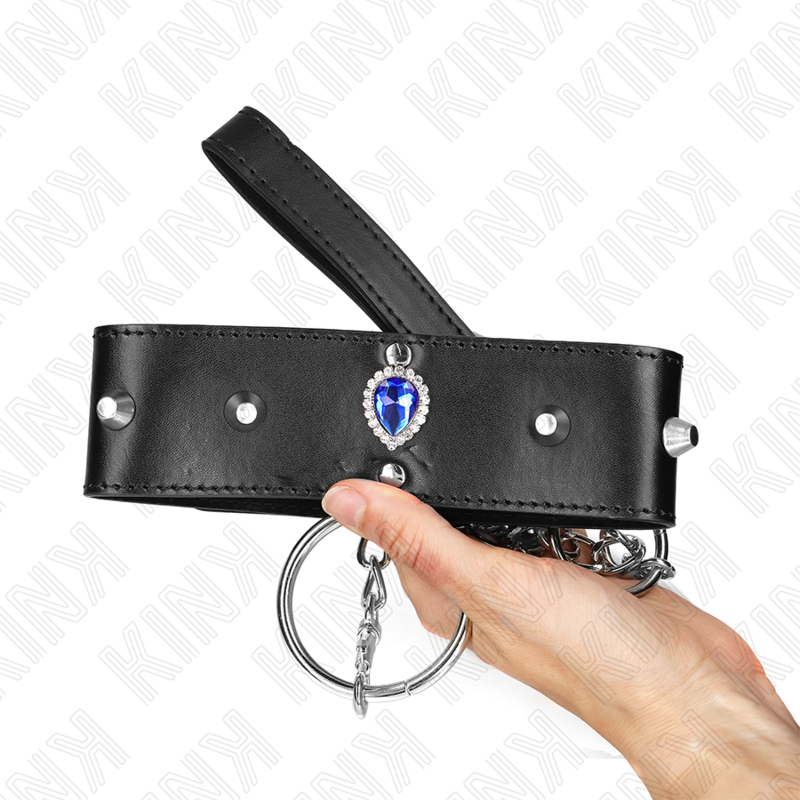 Kink - Collar Con Correa 65 Cm Con Diamantes Azules Ajustable 36-43 Cm X 5 Cm