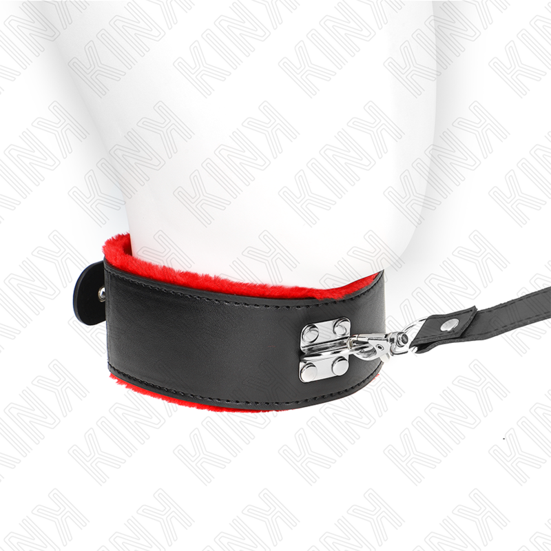 Kink - Collar Con Correa 116 Cm De Piel Rojo Ajustable 40-48 Cm X 6 Cm