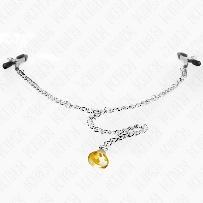 Kink - Pinzas Para Pezones Con Campana Cascabel Dorado Y Cadena 30 Cm