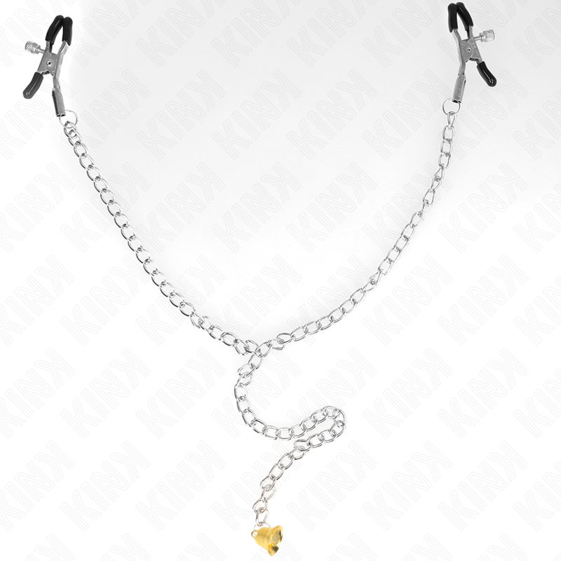 Kink - Pinzas Para Pezones Con Campana Cascabel Dorado Y Cadena 30 Cm