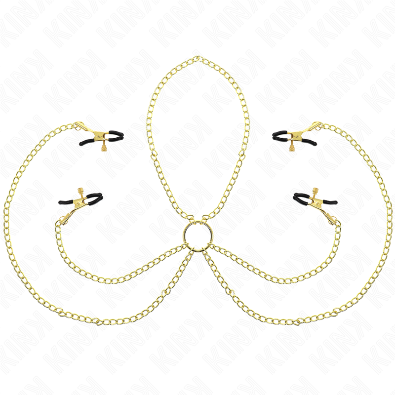 Kink - Pinzas Para Pezones Y Clítoris 4 Enganches Ajustable Dorado