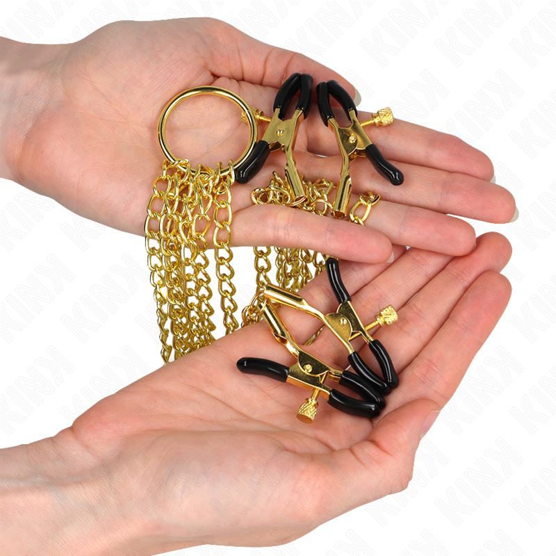 Kink - Pinzas Para Pezones Y Clítoris 4 Enganches Ajustable Dorado