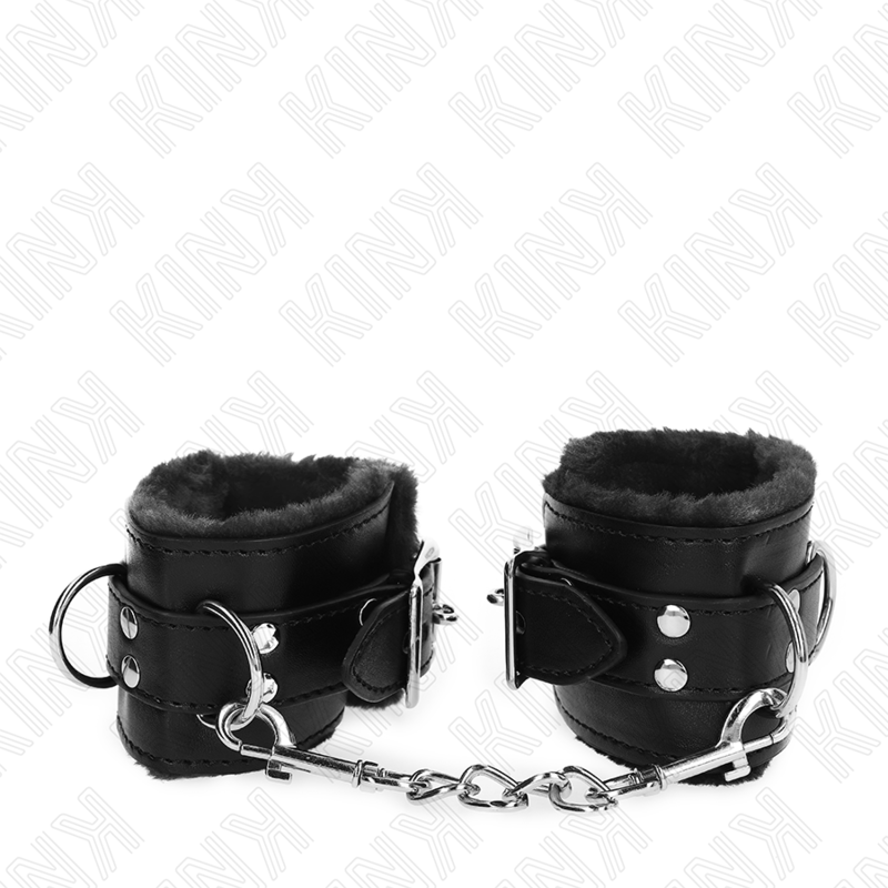 Kink - Muñequeras Forradas Negro Con Correa Negro Ajustable 20-29 Cm X 5.5 Cm